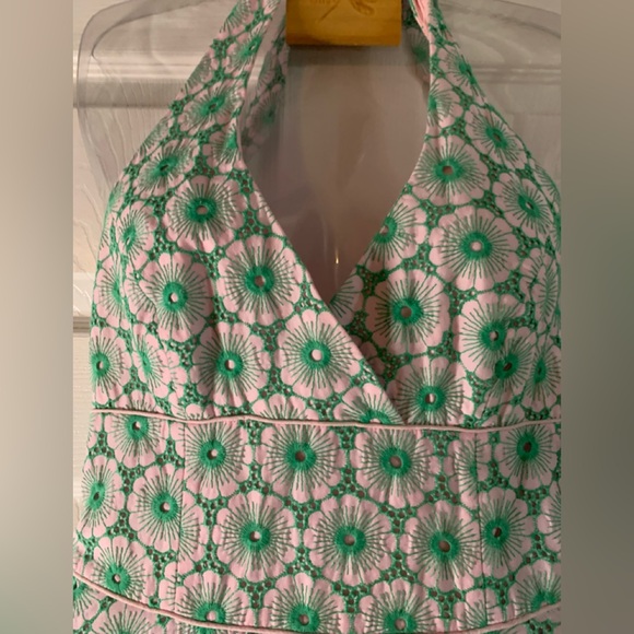 Lilly Pulitzer Vintage  Green and Pink Halter Dress - Picture 2 of 8